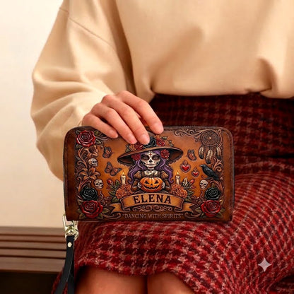 Gothic Catrina Personalized Leather Bag + Free Wallet