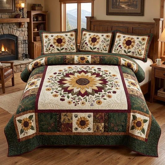 Be A Sunflower Quilted Bedding Set