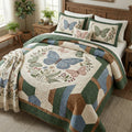 Blue Butterfly Quilted Bedding Set