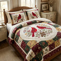 Cardinal Couple Quilted Bedding Set