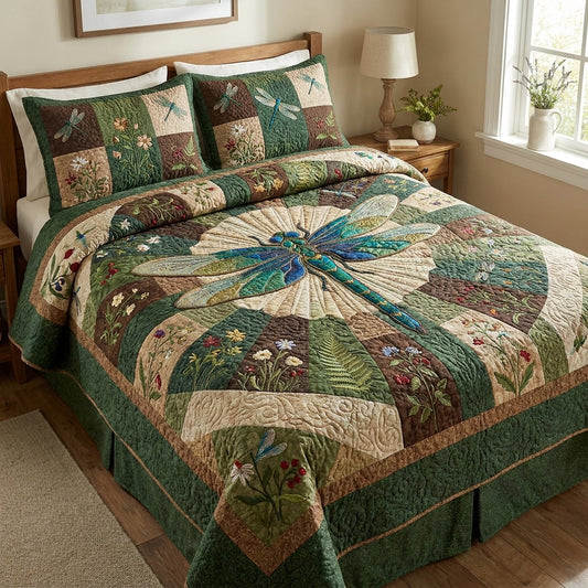 Dragonfly Quilted Bedding Set