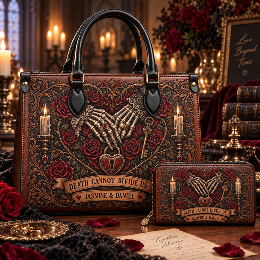 Personalized Death Cannot Divide Us Leather Handbag + Free Matching Wallet