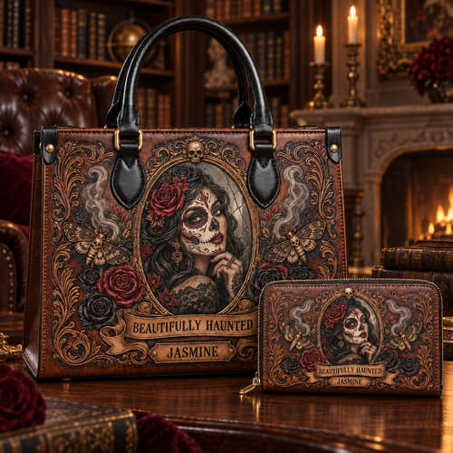 Personalized Beautifully Haunted Leather Handbag + Free Matching Wallet