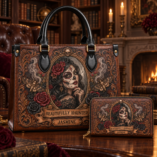Personalized Beautifully Haunted Leather Handbag + Free Matching Wallet