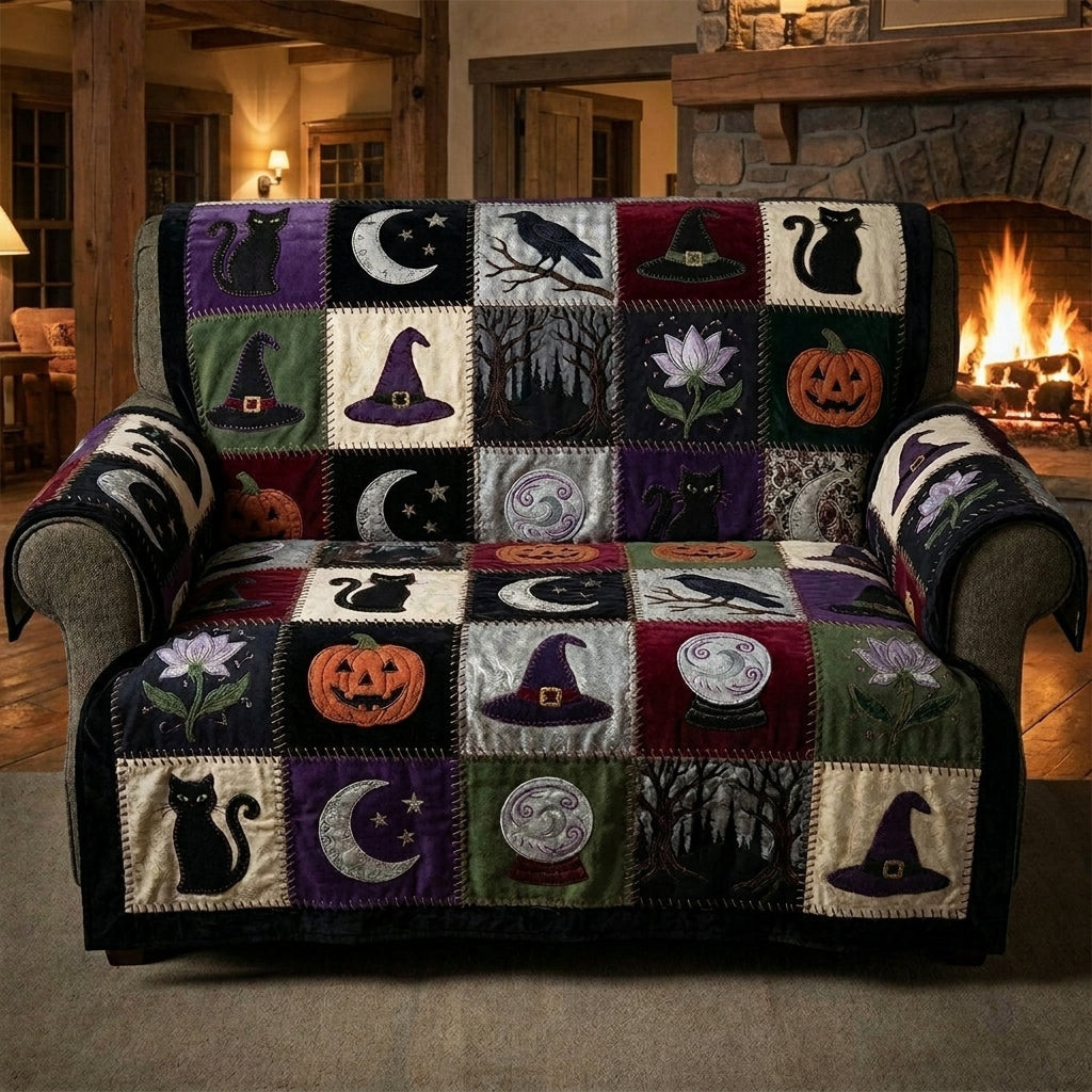 Gothic Cat Quilted Sofa Cover
