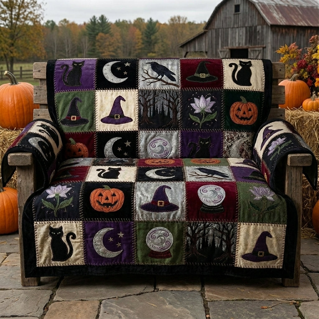 Gothic Cat Quilted Sofa Cover