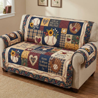 Baseball Mom Life Quilted Sofa Cover