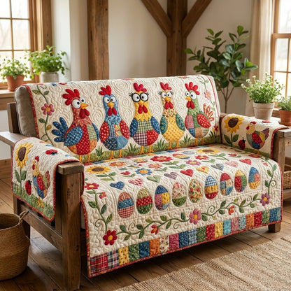 Funny Chicken Quilted Sofa Cover