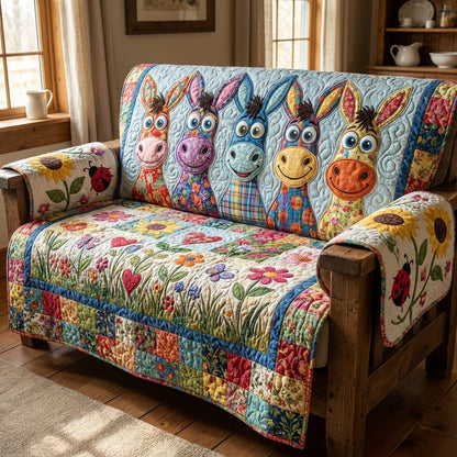 Colorful Donkey Quilted Sofa Cover