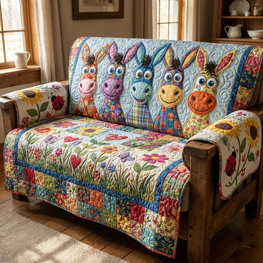 Colorful Donkey Quilted Sofa Cover