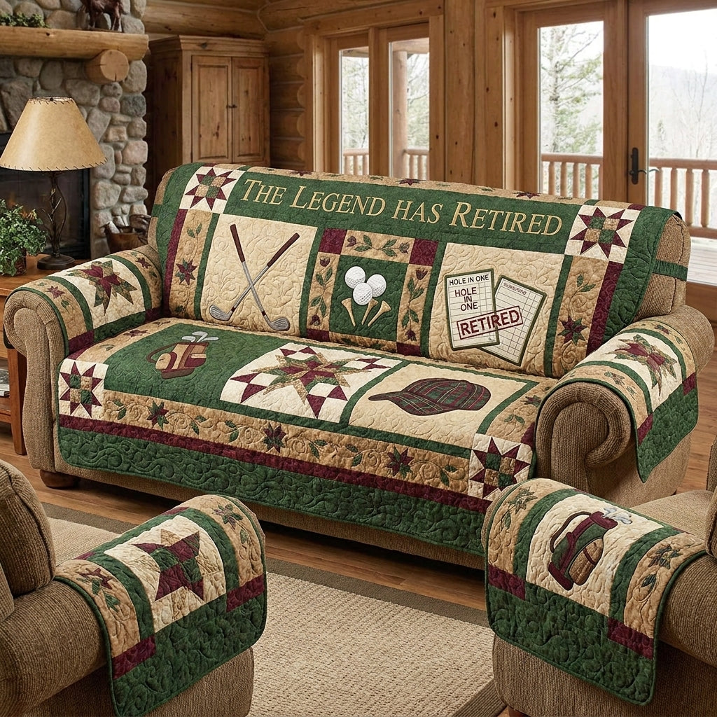 The Legend Has Retired Quilted Sofa Cover
