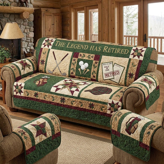 The Legend Has Retired Quilted Sofa Cover