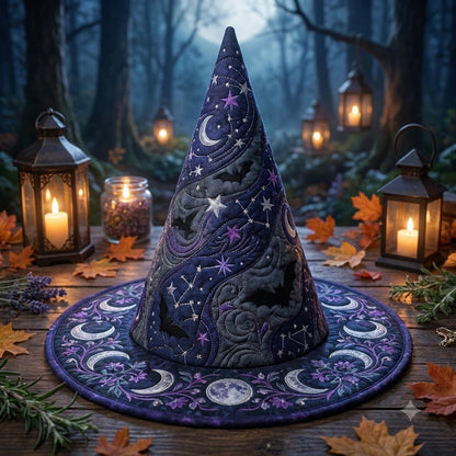 Midnight Moon Quilted Witch Hat