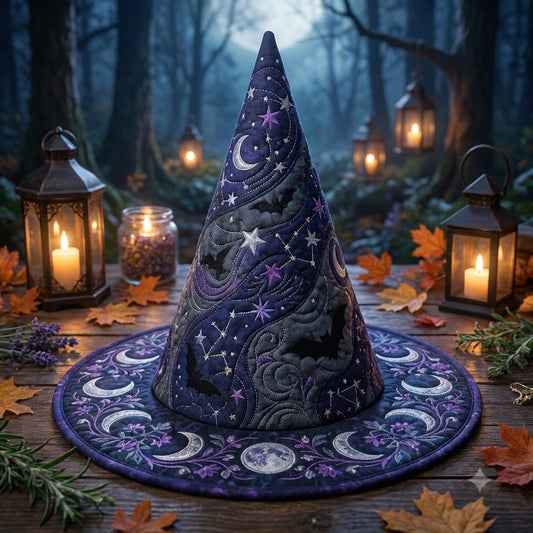 Midnight Moon Quilted Witch Hat