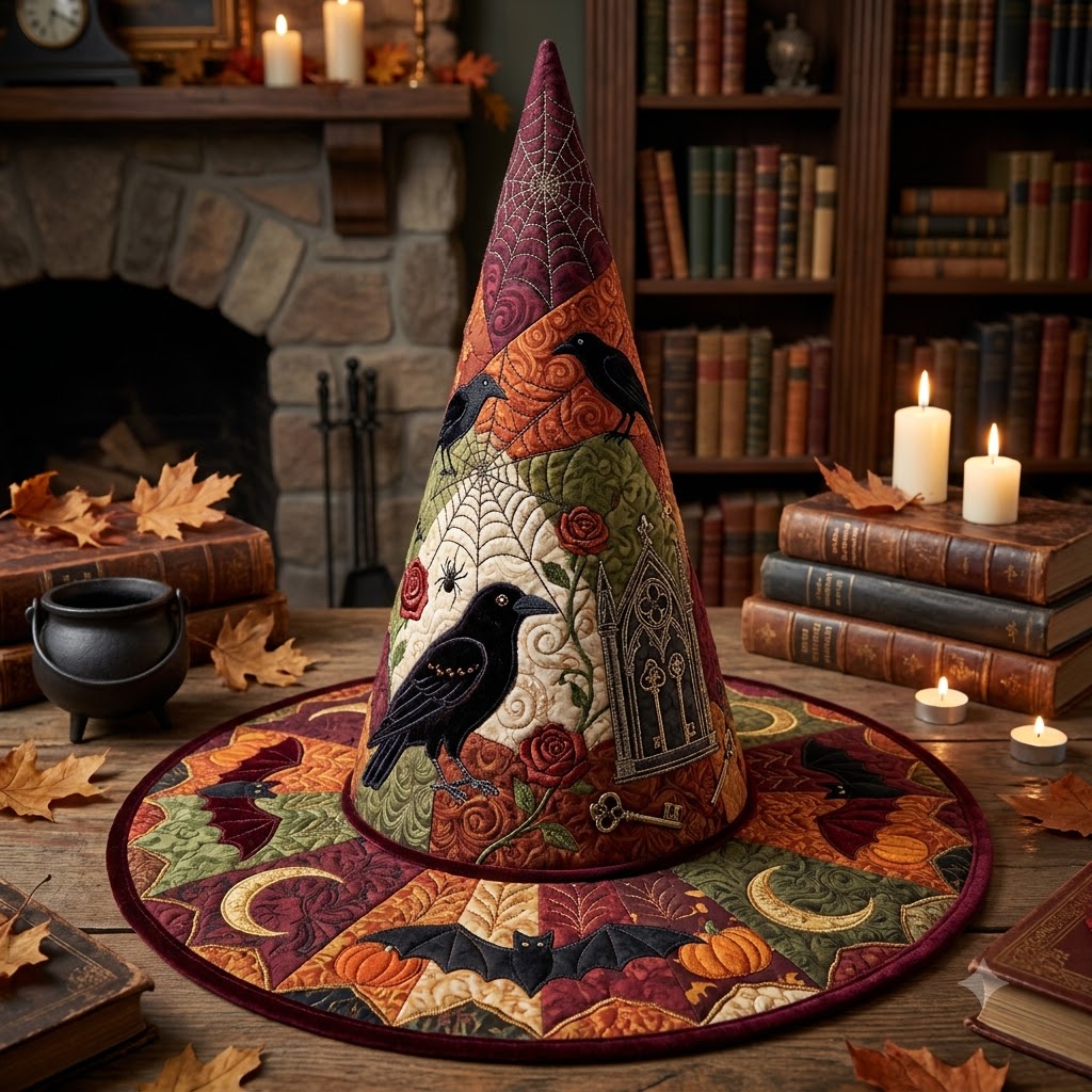 Raven Garden Quilted Witch Hat