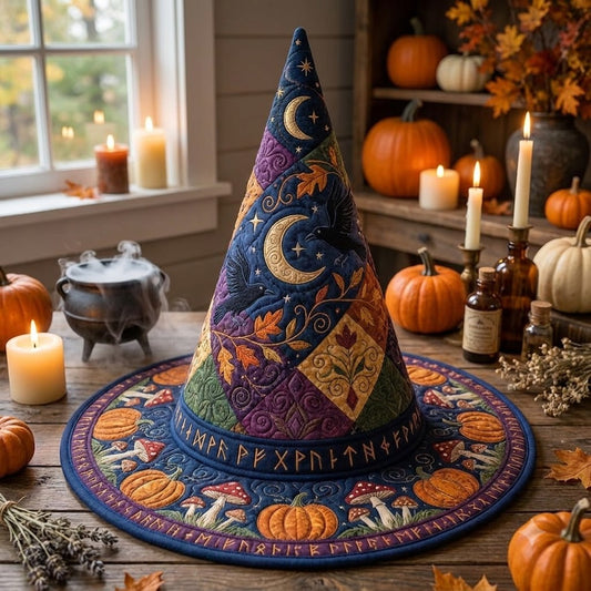 Moon Raven Quilted Witch Hat
