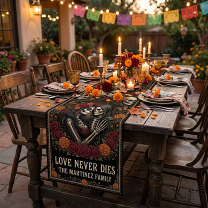 Gothic Skeleton Couple Table Runner