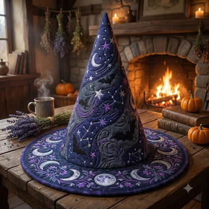 Midnight Moon Quilted Witch Hat