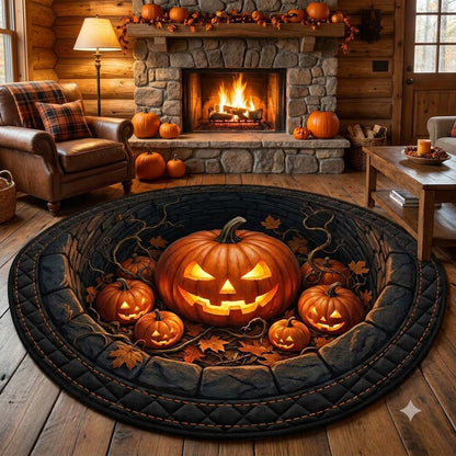 3D Halloween Pumpkin Portal Illusion Rug