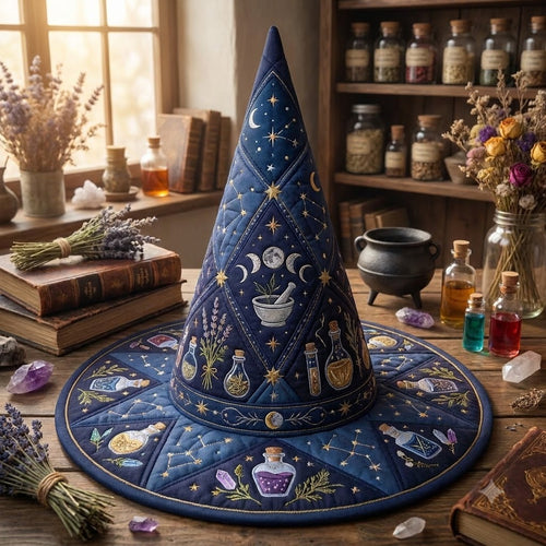 Celestial Apothecary Quilted Witch Hat