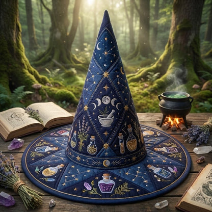 Celestial Apothecary Quilted Witch Hat