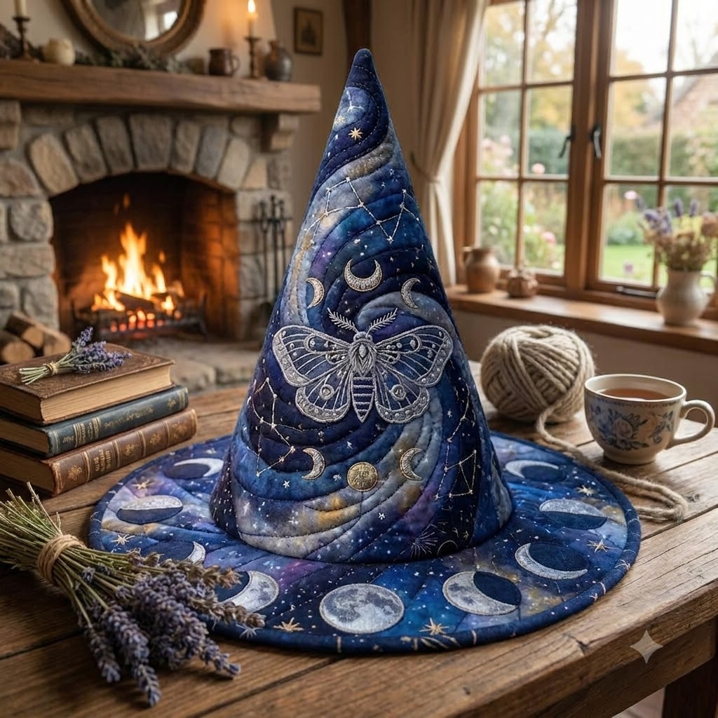Luna Moth Quilted Witch Hat