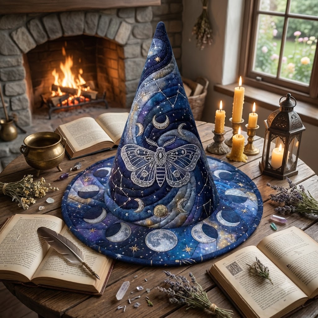 Luna Moth Quilted Witch Hat