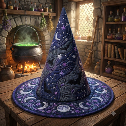 Midnight Moon Quilted Witch Hat