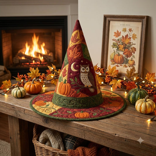 Autumn Owl Quilted Witch Hat