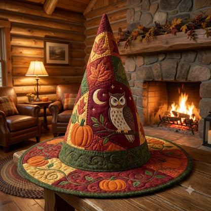 Autumn Owl Quilted Witch Hat