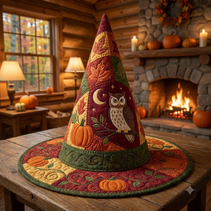 Autumn Owl Quilted Witch Hat