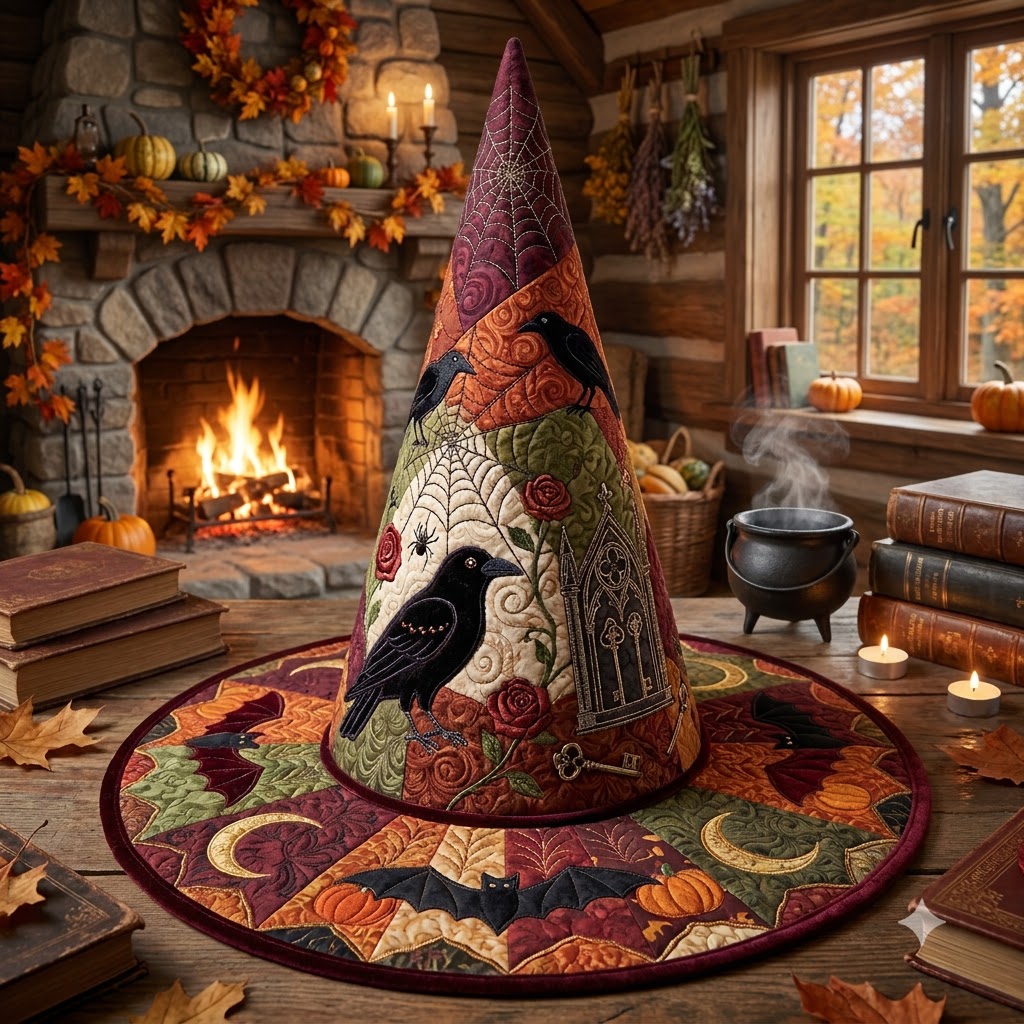 Raven Garden Quilted Witch Hat