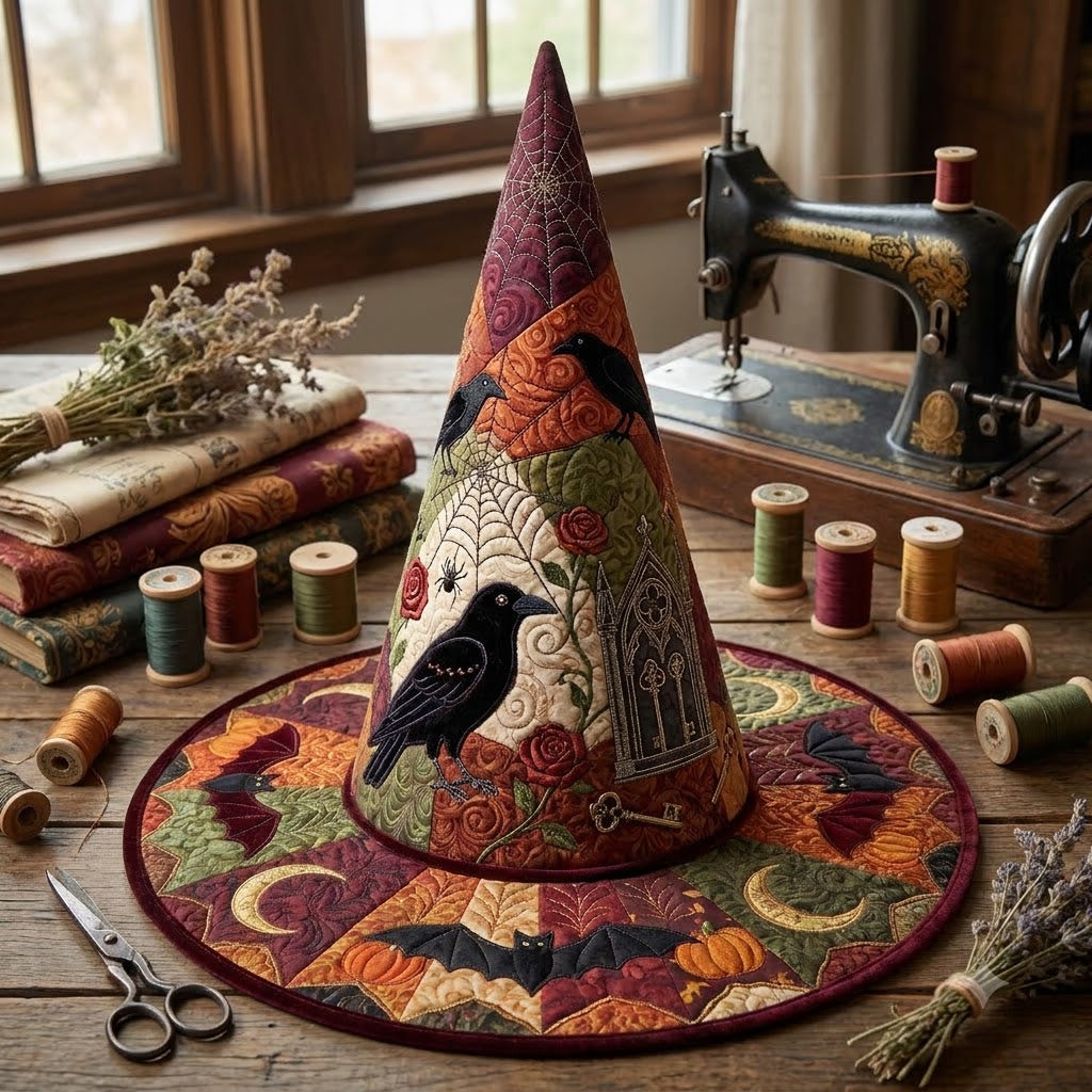 Raven Garden Quilted Witch Hat