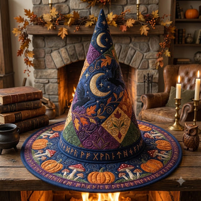 Moon Raven Quilted Witch Hat