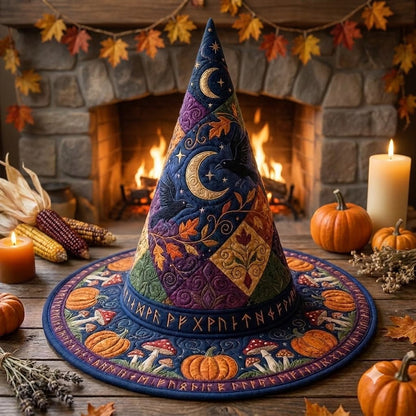 Moon Raven Quilted Witch Hat