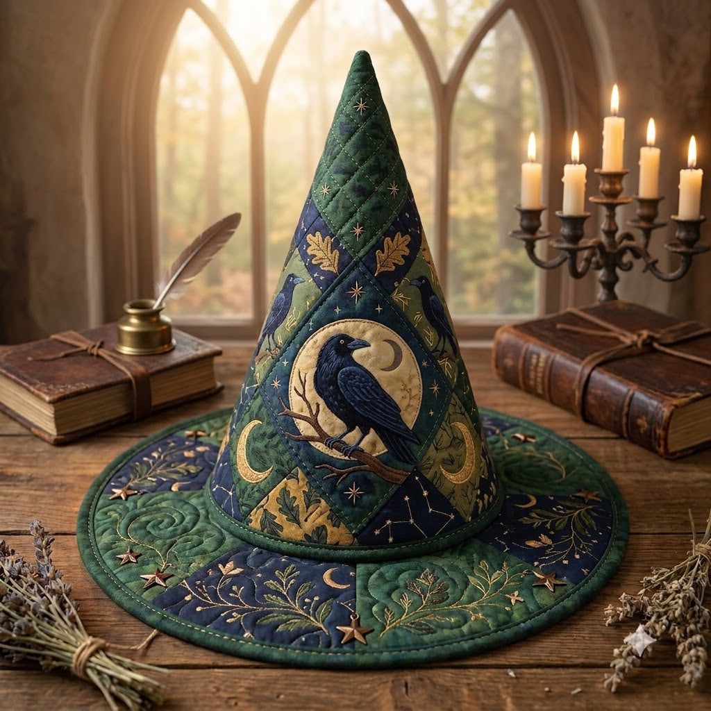 Forest Raven Quilted Witch Hat