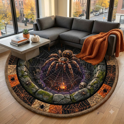 3D Halloween Spider Web Well Illusion Rug