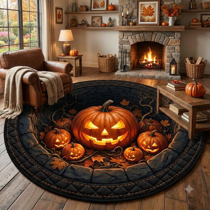 3D Halloween Pumpkin Portal Illusion Rug