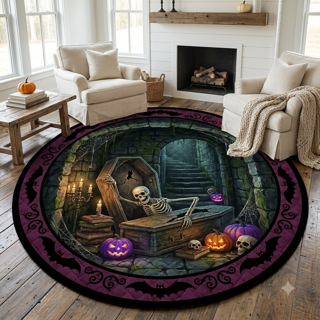 3D Halloween Skeleton Well Illusion Rug