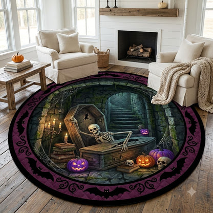 3D Halloween Skeleton Well Illusion Rug