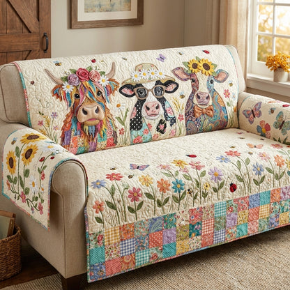 Happy Cows Quilted Sofa Cover