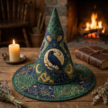 Forest Raven Quilted Witch Hat