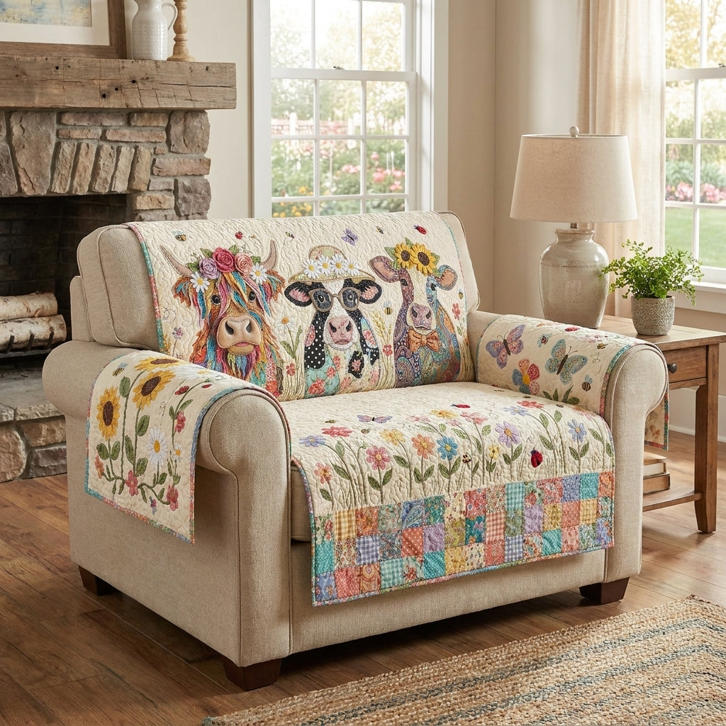 Happy Cows Quilted Sofa Cover