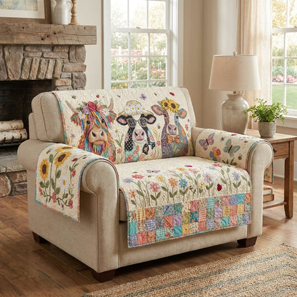 Happy Cows Quilted Sofa Cover