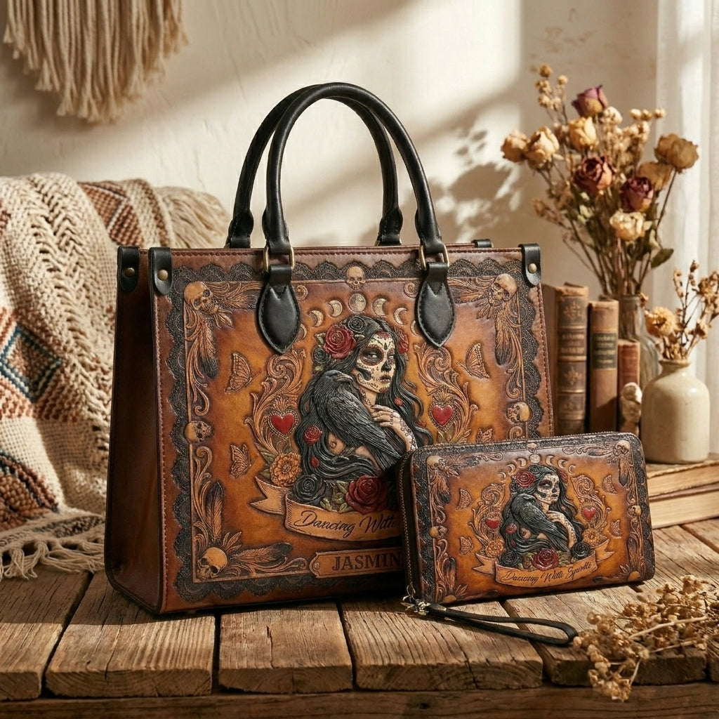 Dancing With Spirit V2 Personalized Leather Bag + Free Wallet