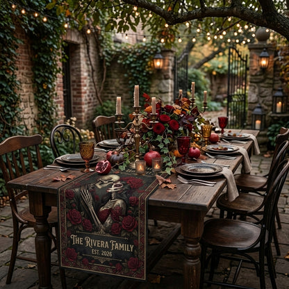 Mexican Skull Couple Table Runner