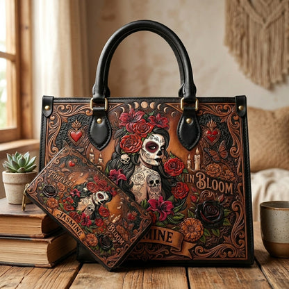 Midnight Calavera Personalized Leather Bag + Free Wallet