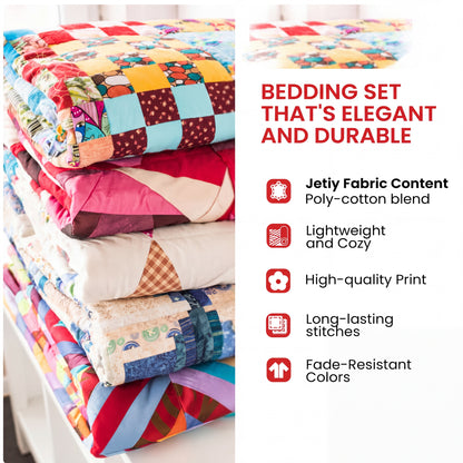 Colorful Chicken Quilted Bedding Set