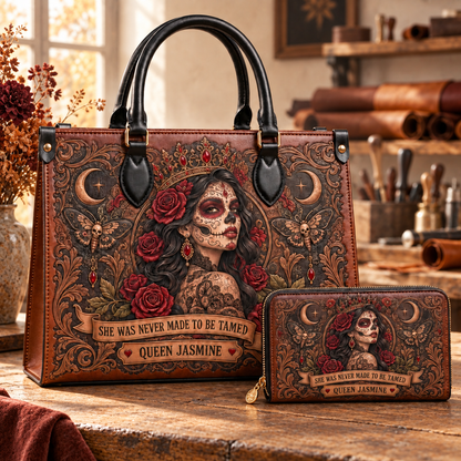 Personalized Queen of the Night Leather Handbag  + Free Matching Wallet