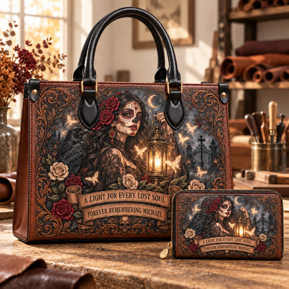 Personalized Keeper of Lost Souls Leather Handbag + Free Matching Wallet